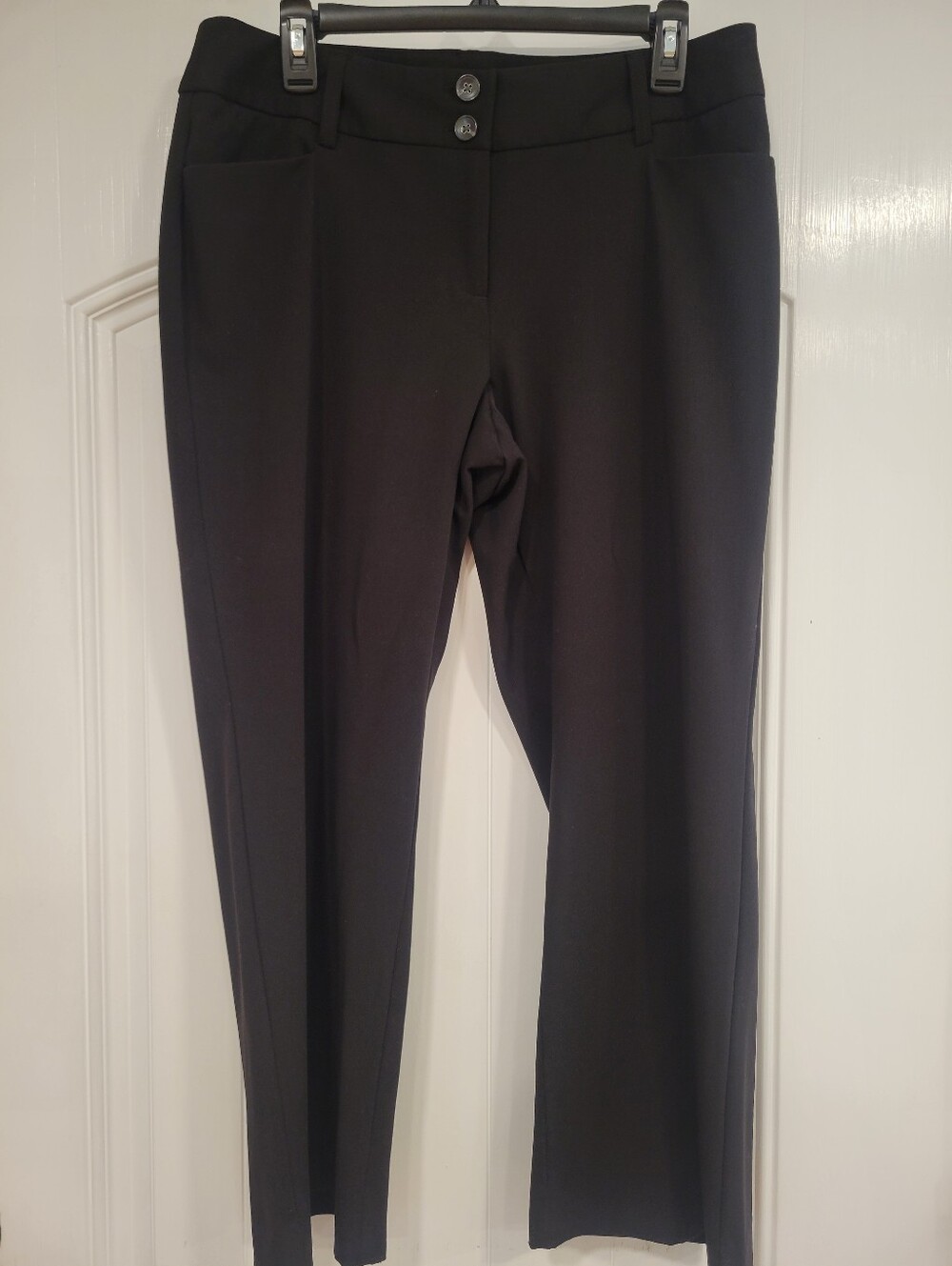 Alfani Petite 12PS Black Dress Career Pants Double Button Machine Washable Basic